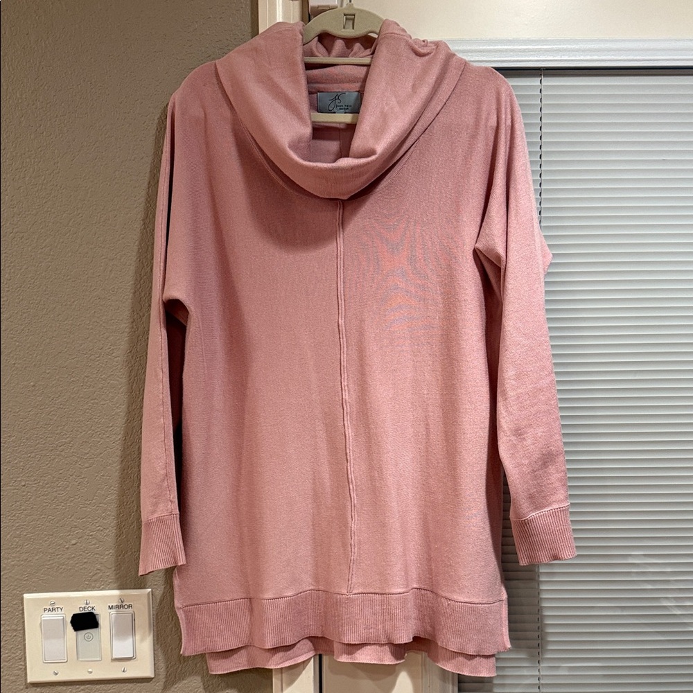 Joan Vass Soft Pink Cowl Neck Sweater
